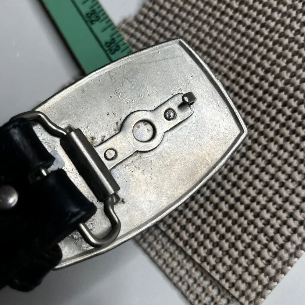Vintage 7Up Soda Butterfly Bottle Belt Black Leather Retro 70s Advertising 35in